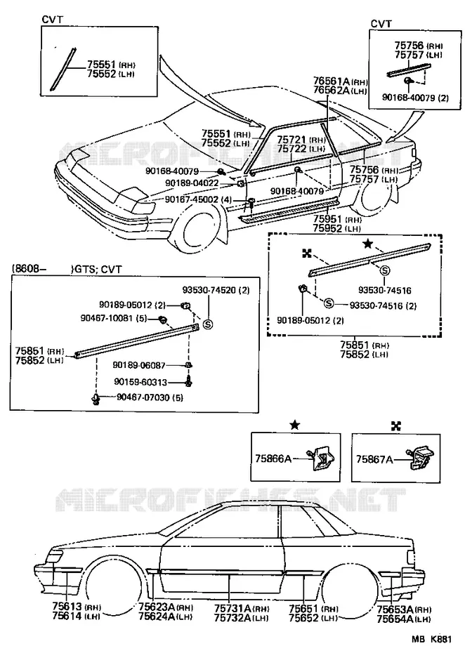 pour TOYOTA  de 1987